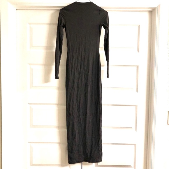 NWT SKIMS Fits Everybody Bodycon Maxi Dress Crewneck Long Sleeve Onyx Black S - Picture 5 of 6